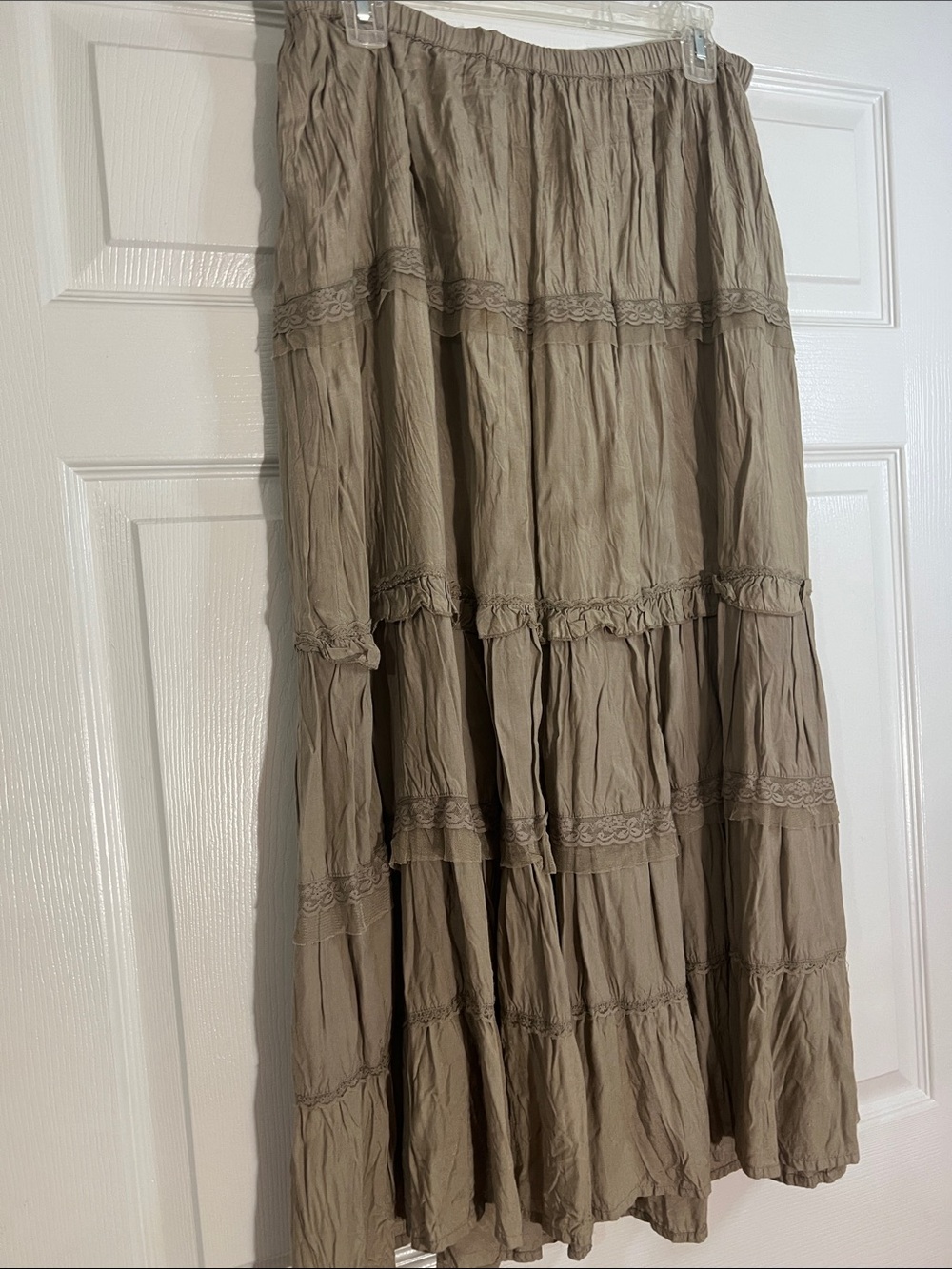 White Stag Taupe Tiered Maxi Skirt